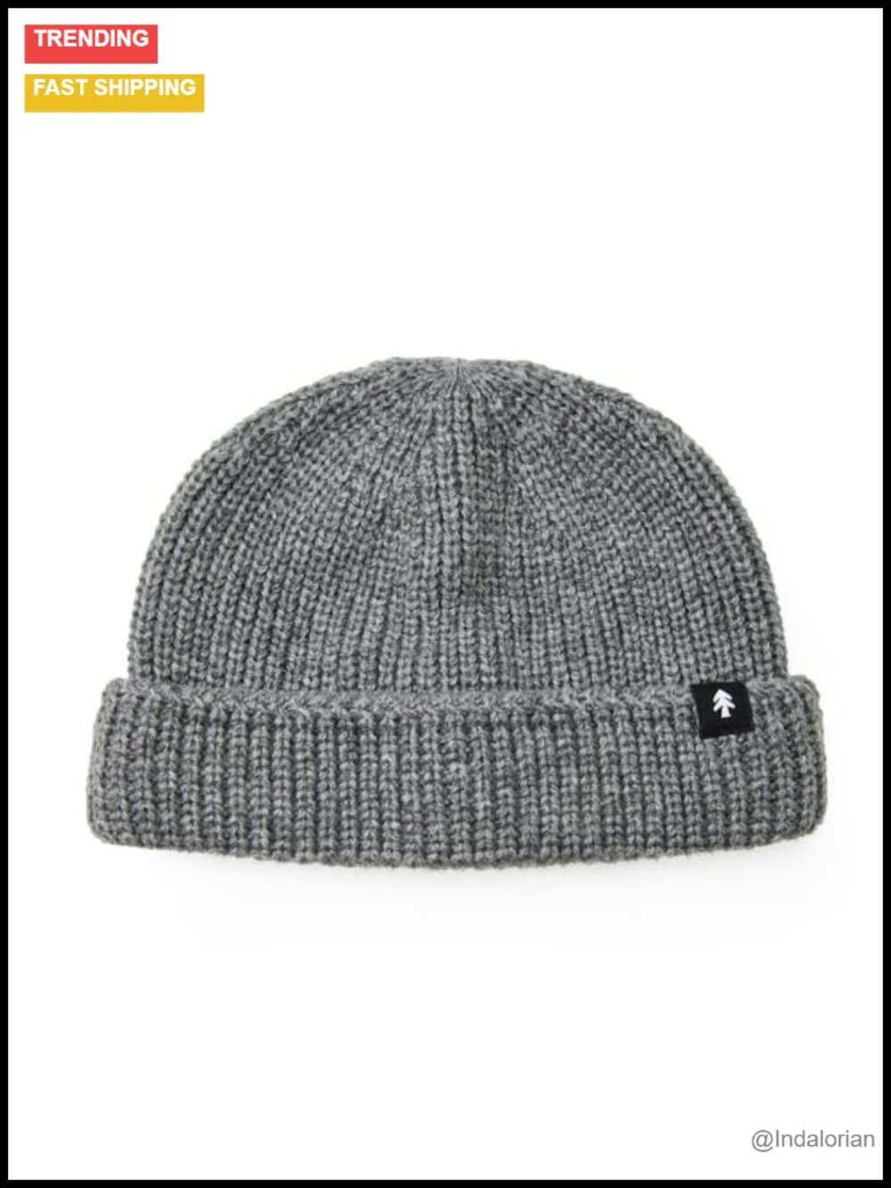 100% Wool Short Roll Beanie Low Profile Unisex Winter Hat